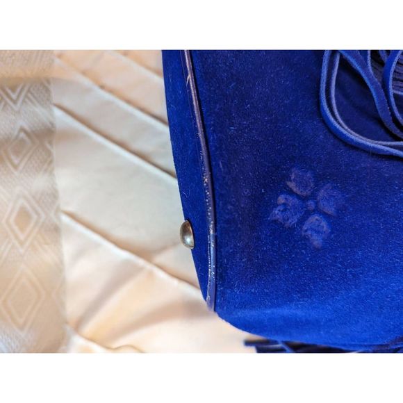 PATRICIA Nash blue suede fringe bucket bag euc - Picture 4 of 8